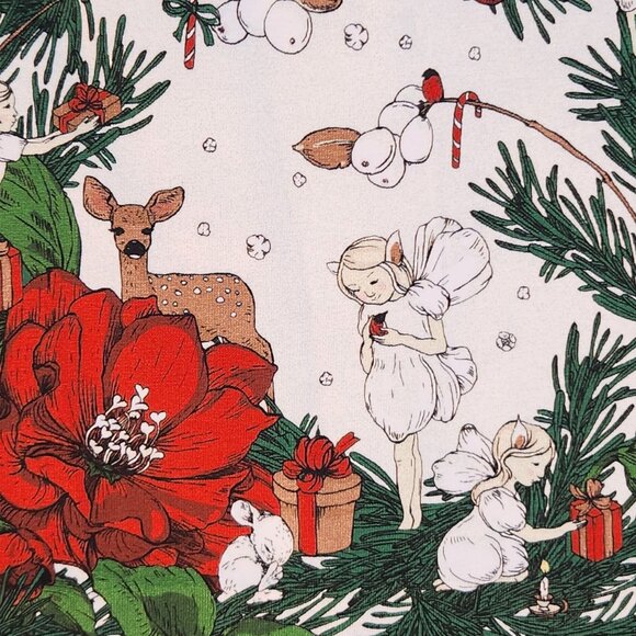 Nuppu Print Joulusatu Organic Jersey Fabric 2 Yards, Christmas Knit Cotton with - Picture 5 of 12